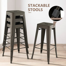 Load image into Gallery viewer, 30 Inch Bar Stools Set of 4 with Square Seat and Handling Hole-Gun
