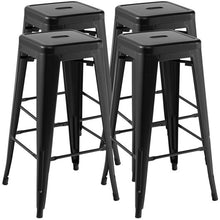 Load image into Gallery viewer, 30 Inch Bar Stools Set of 4 with Square Seat and Handling Hole-Black
