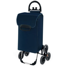 Load image into Gallery viewer, Folding Stair Climbing Shopping Cart with Removable Bag and Handle-Navy
