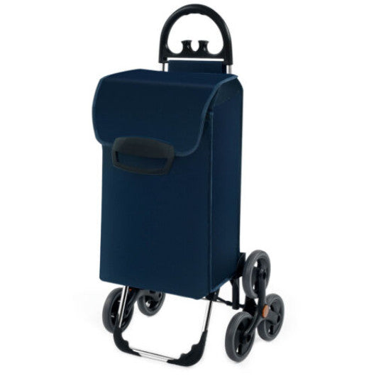 Folding Stair Climbing Shopping Cart with Removable Bag and Handle-Navy