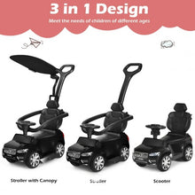 Load image into Gallery viewer, 3 in 1 Kids Ride On Push Car Stroller-Black
