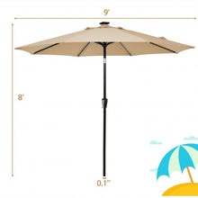 Load image into Gallery viewer, 9Ft Solar LED Market Umbrella with Aluminum Crank Tilt 16 Strip Lights-Beige
