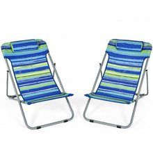 Load image into Gallery viewer, Portable Beach Chair Set of 2 with Headrest -Blue
