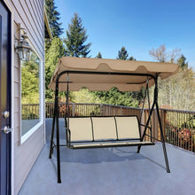 Load image into Gallery viewer, Outdoor Patio Swing Canopy 3 Person Canopy Swing Chair-Brown
