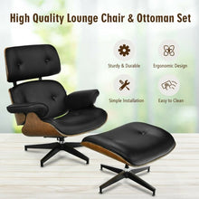 Load image into Gallery viewer, Mid Century Swivel Lounge Chair and Ottoman Set with Aluminum Alloy Base-Black
