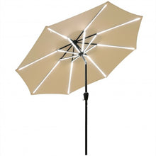 Load image into Gallery viewer, 9Ft Solar LED Market Umbrella with Aluminum Crank Tilt 16 Strip Lights-Beige
