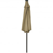 Load image into Gallery viewer, 9Ft Solar LED Market Umbrella with Aluminum Crank Tilt 16 Strip Lights-Tan
