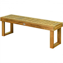 Load image into Gallery viewer, 52&quot; Acacia Wood Dining Bench with Slatted Seat
