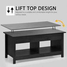 Load image into Gallery viewer, Lift Top Coffee Table with Hidden Storage Compartment and Lower Shelf for Study Room-Black
