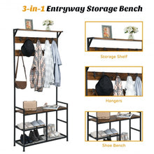 Load image into Gallery viewer, 3-In-1 Industrial Coat Rack Shoe Bench
