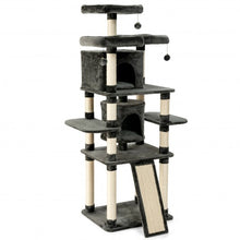 Load image into Gallery viewer, 67&quot; Multi-Level Cat Tree with Cozy Perches Kittens Play House-Dark Gray
