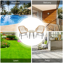 Load image into Gallery viewer, 3Pcs Rattan Furniture Set with Cushioned Chair Table-White
