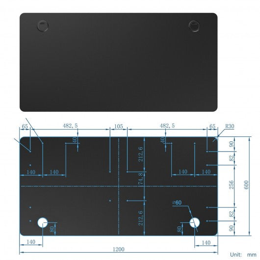 47” x 24” Universal Tabletop for Standard and Standing Desk Frame-Black