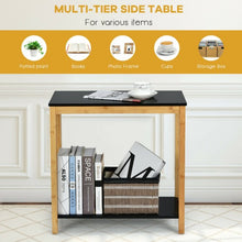 Load image into Gallery viewer, Bamboo Side Table 2-Tier Sofa End Console Table with Storage Shelf Felt Pad for Bedroom
