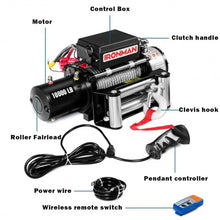 Load image into Gallery viewer, 10000 lbs 12V Remote Control  Electric Recovery Winch
