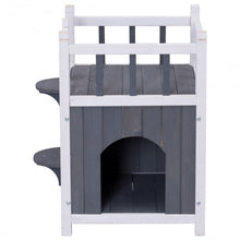 Load image into Gallery viewer, Wooden Cat Pet Home with Balcony
