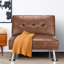 Load image into Gallery viewer, Single Sofa Lounge Chair with Metal Legs and Adjustable Backrest-Brown
