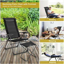 Load image into Gallery viewer, 4 Pieches Patio Adjustable Back Folding Dining Chair Ottoman Set-Black
