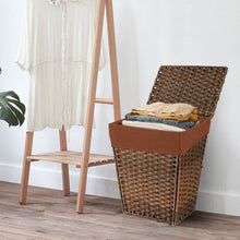 Load image into Gallery viewer, Foldable Handwoven Laundry Hamper with Removable Liner-Brown
