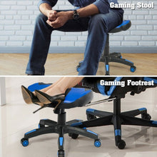 Load image into Gallery viewer, Multi-Use Footrest Swivel Height Adjustable Gaming Ottoman Footstool Chair-Blue
