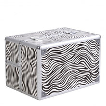 Load image into Gallery viewer, 14&quot; x 9&quot; x 10&quot; Aluminum Makeup Case Cosmetic Organizer-Zebra
