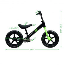 Load image into Gallery viewer, 12” Kids No Pedal Balance Bike with Adjustable Seat-Black
