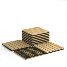 Load image into Gallery viewer, 10 PCS 12&quot; x 12&quot; Acacia Wood  Interlocking Stripe Deck Tiles
