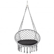 Load image into Gallery viewer, Macrame Cushioned Hanging Swing Hammock Chair-Gray

