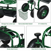 Load image into Gallery viewer, 4-Wheel Rolling Garden Cart Work Seat
