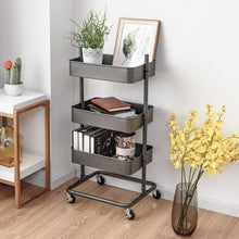 Load image into Gallery viewer, 3 Tier Metal Rolling Utility Storage Cart
