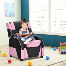 Load image into Gallery viewer, Kids Youth PU Leather Gaming Sofa Recliner with Headrest and Footrest-Pink
