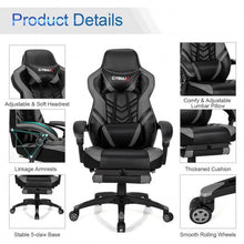 Load image into Gallery viewer, Adjustable Gaming Chair with Footrest for Home Office-Gray
