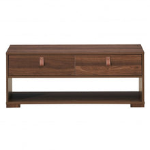 Load image into Gallery viewer, Wood Cocktail Coffee Table with 2 Drawers and Open Storage Shelf-Walnut
