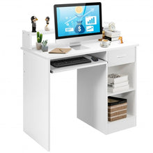 Load image into Gallery viewer, Modern Executive Desk Writing Table with 2-Tier Storage Shelves-White
