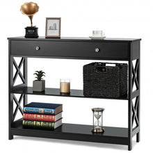 Load image into Gallery viewer, Console Accent Table with Drawer and Shelves -Black
