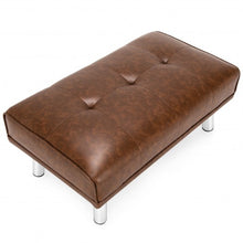 Load image into Gallery viewer, Ottoman Footrest Stool PU Leather Seat with Metal Legs-Brown
