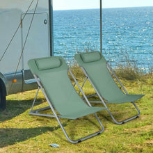 Load image into Gallery viewer, Portable Beach Chair Set of 2 with Headrest -Green
