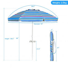 Load image into Gallery viewer, 7.2 FT Portable Outdoor Beach Umbrella with Sand Anchor and Tilt Mechanism for  Poolside and Garden-Blue
