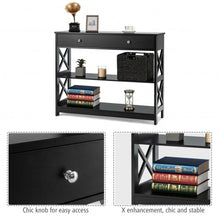 Load image into Gallery viewer, Console Accent Table with Drawer and Shelves -Black
