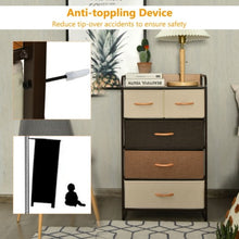 Load image into Gallery viewer, 4-Tier Organizer Tower Steel Frame Wooden Top Storage with 5-Drawer Dresser
