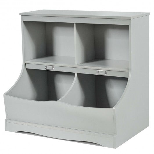 Kids Floor Cabinet Multi-Functional Bookcase -Gray