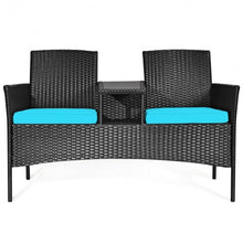 Load image into Gallery viewer, Patio Rattan Conversation Set Seat Sofa-Turquoise
