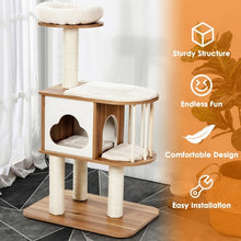 Load image into Gallery viewer, 46&quot; Wooden Cat Activity Tree with Platform and Cushions
