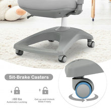 Load image into Gallery viewer, Kids Adjustable Height Depth Study Desk Chair with Sit-Brake Casters-Gray
