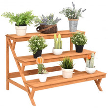 Load image into Gallery viewer, 3 Tiers Wooden Step Ladder Plant Pot Rack Stand
