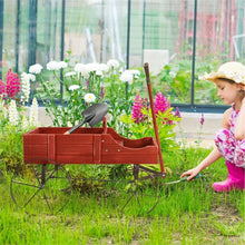 Load image into Gallery viewer, Wooden Wagon Plant Bed With Wheel for Garden Yard-Red
