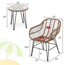 Load image into Gallery viewer, 3 Pcs Patio Rattan Bistro Set with Cushion-Red
