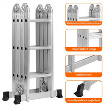 Load image into Gallery viewer, 12.5&#39; 12-Step Multi Purpose Aluminum Folding Scaffold Ladder
