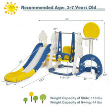 Load image into Gallery viewer, 6 in 1 Slide and Swing Set with Ball Games for Toddlers-Blue
