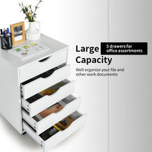 Load image into Gallery viewer, 5 Drawer Dresser Storage Cupboard Chest with Wheels for Home Office
